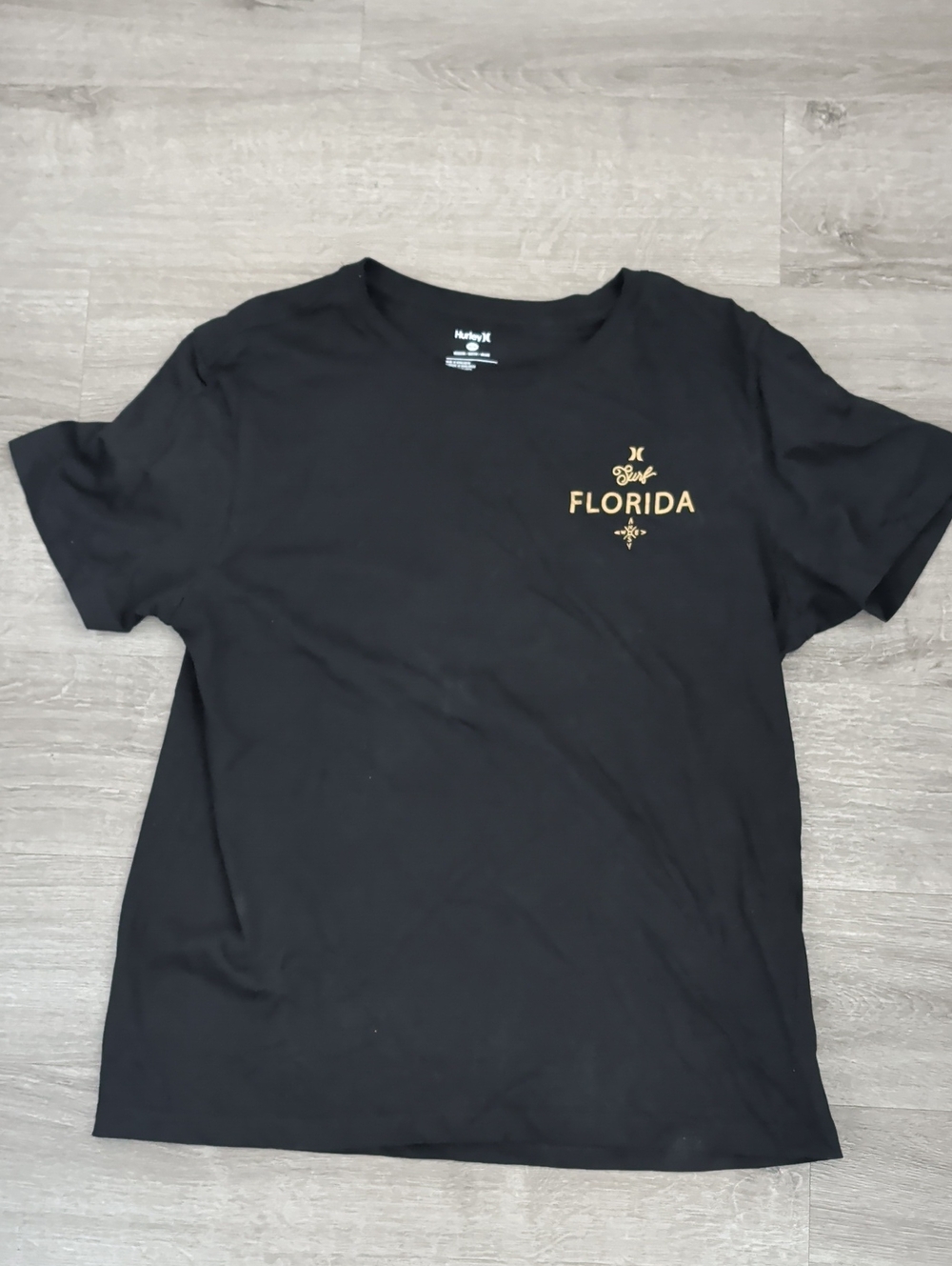 Hurley Black Tee with Gold 'Florida' Script